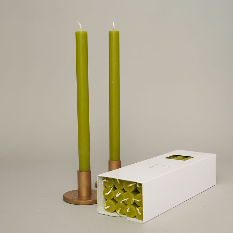 Leaf Green Box of 12 Dining Candles | True Grace